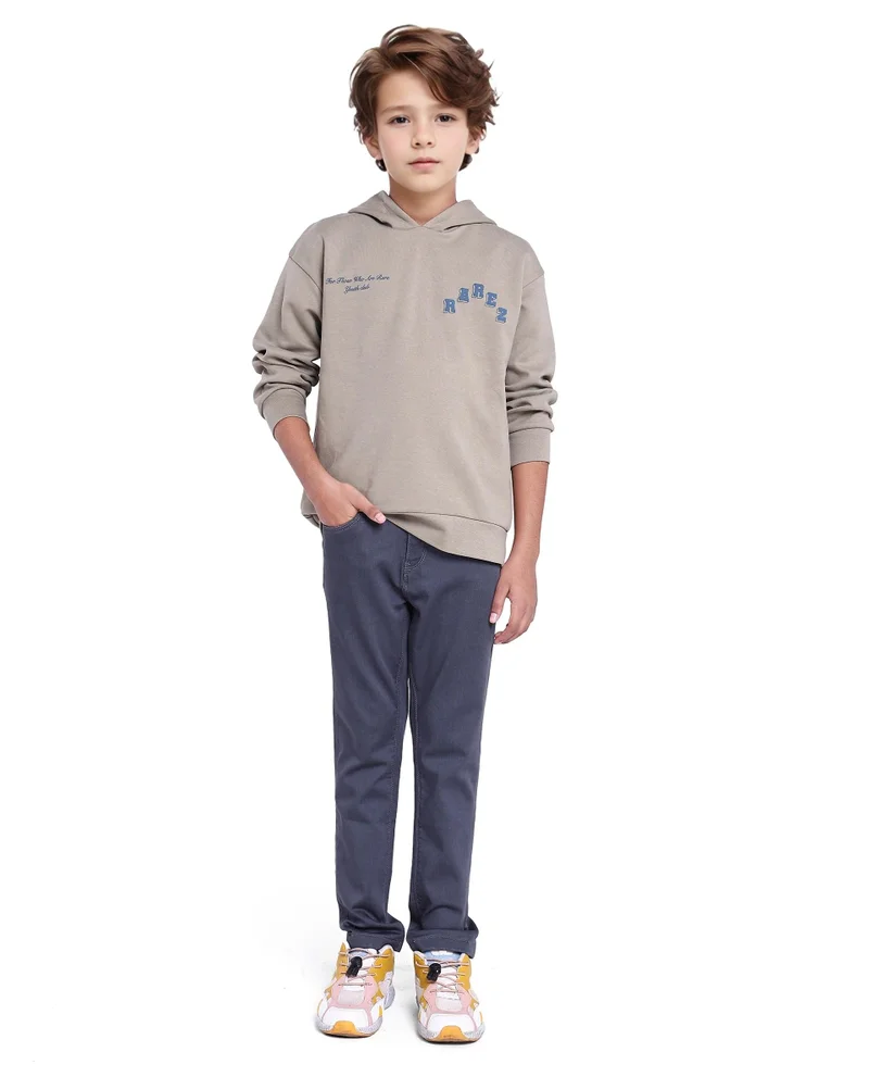 رير ونز Rare Ones Kids Linden Olive Cotton Poly Full Sleeve Hd Print And Towel Embroidered Sweatshirt