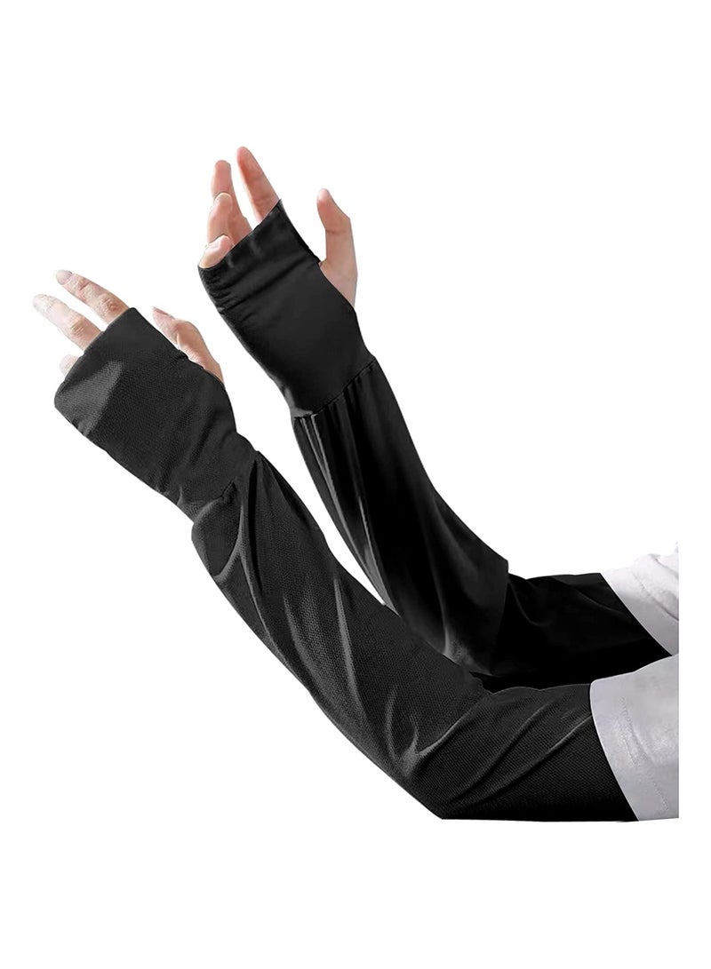 SOLARAE Arm Sun Sleeves UV Protection Cooling Driving Fingerless Adjustable Sleeve with Gloves Cover for Women Loose Fit UPF 50+ Skin Protective - Image 1