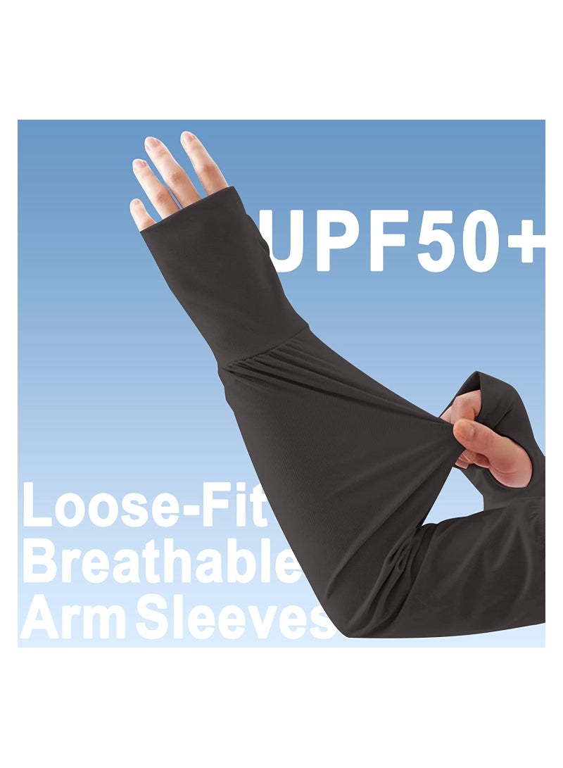 SOLARAE Arm Sun Sleeves UV Protection Cooling Driving Fingerless Adjustable Sleeve with Gloves Cover for Women Loose Fit UPF 50+ Skin Protective - Image 2