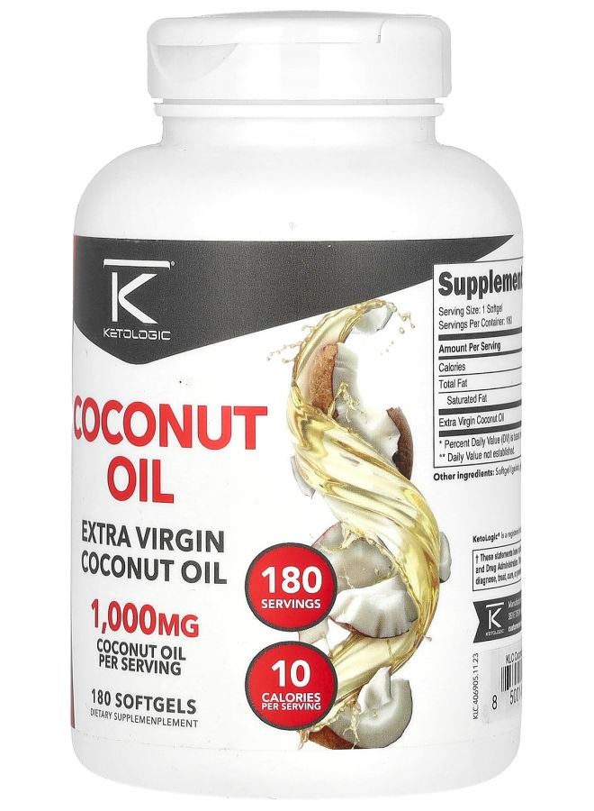 Ketologic Extra Virgin Coconut Oil 1000 mg 180 Softgels - Image 2