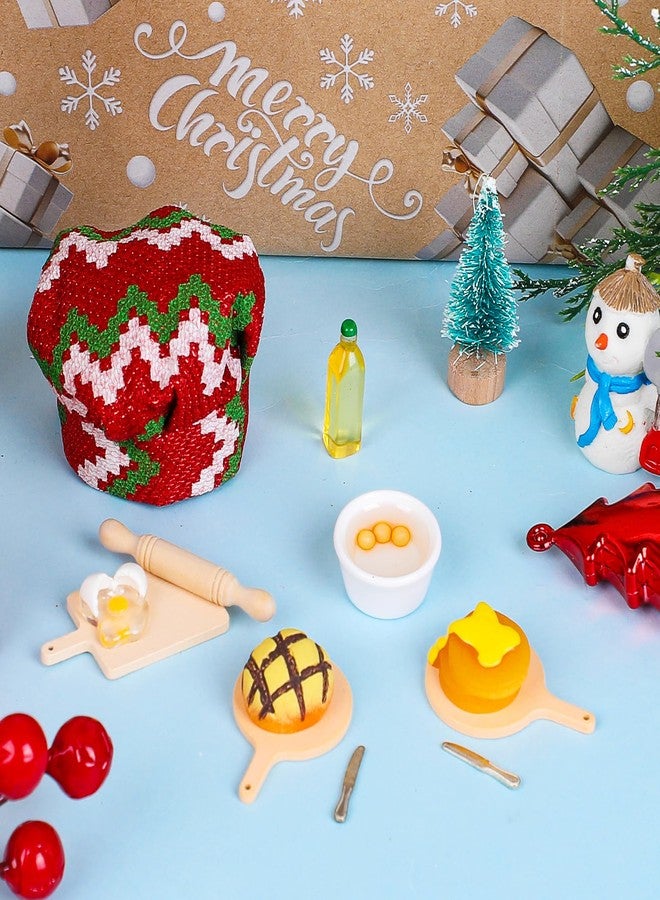 DIYASY Christmas Mini Elf Outfit Accessories, Elf Baker Clothes Kit Xmas Doll Props Set Apron Hats Rolling Pin Egg Cookie Tray Mixing Bowl Xmas DIY Craft Gift for Kids - Image 5