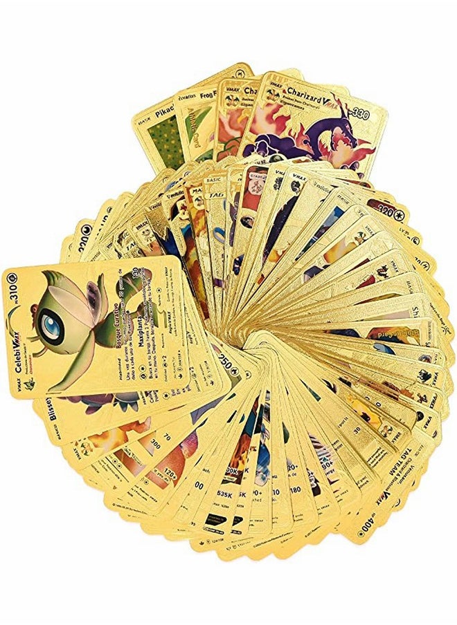 GROIC 55 Pack Gold Foil Cards Pokemon Cards Pokemon Cards Pokemon Board Game Rare Gold Cards V-Series Card Collection  - Image 2