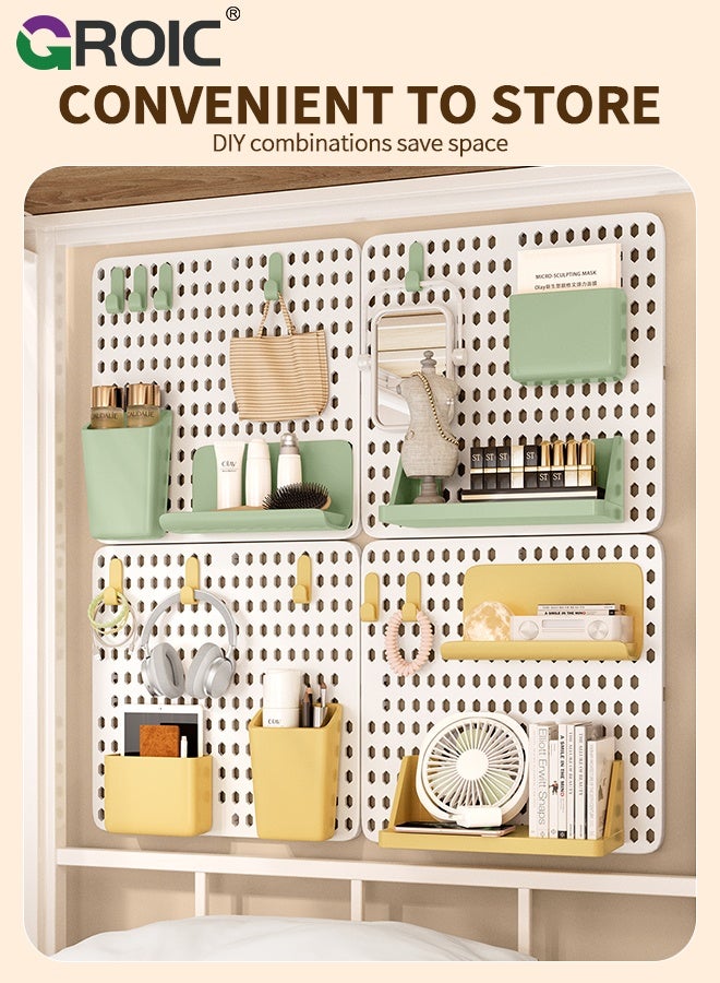 GROIC Pegboard Wall Organizer, 2PCS White Boards with Hooks and Shelves, Duty Peg Board for Walls Home, Garage Tool Storage, Office Organization, Craft Room, Kitchen, Pegboard Combination Kit - Image 3