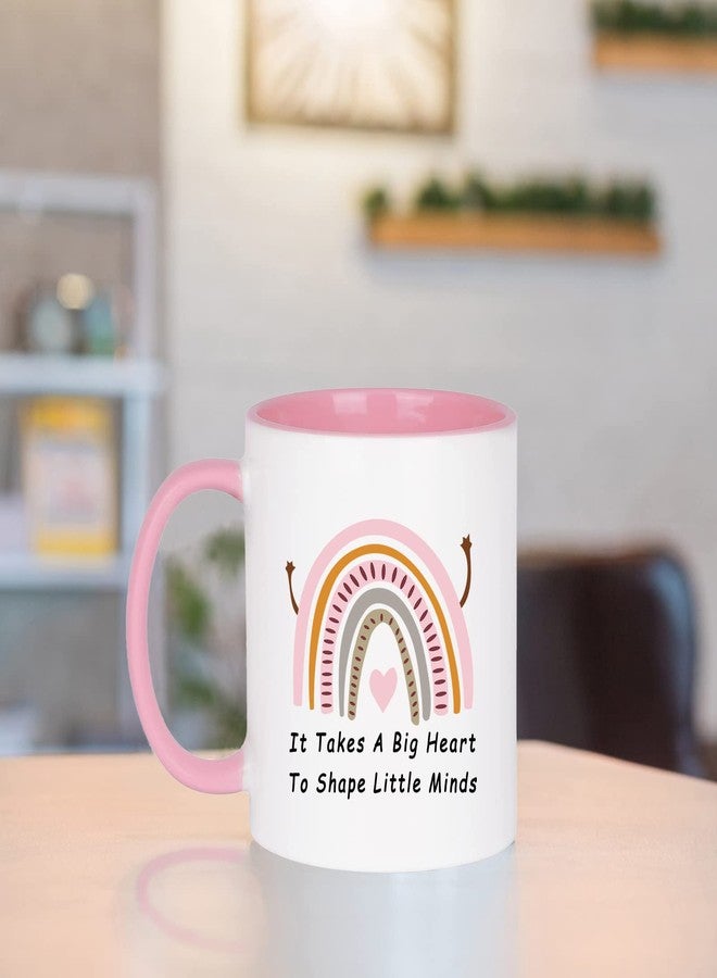 WENSSY Teacher Appreciation Gifts for Women Teacher Gifts Coffee Mug It Takes a Big Heart to Shape Little Minds Coffee Mug Appreciation Christmas Gifts for Teachers Gifts 11 Ounce Pink - Image 3
