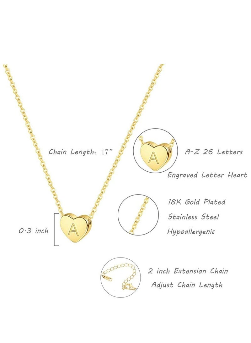 إسكدنيا سلسال قلب من الفولاذ المقاوم للصدأ مطلي بالذهب عيار 18 قيراط، قلادة حروف منقوشة، سلسال حروف أحرف أحادية للنساء - Image 4