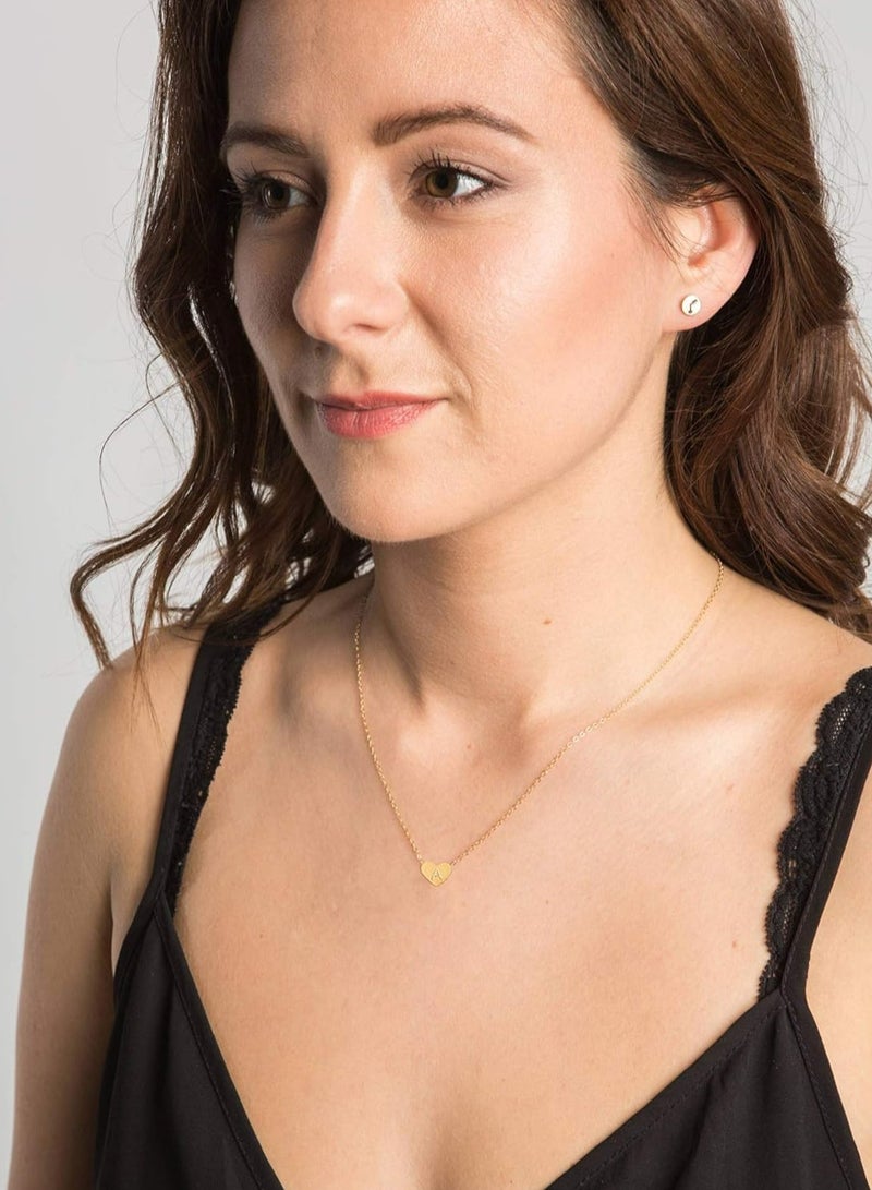 إسكدنيا سلسال قلب من الفولاذ المقاوم للصدأ مطلي بالذهب عيار 18 قيراط، قلادة حروف منقوشة، سلسال حروف أحرف أحادية للنساء - Image 2