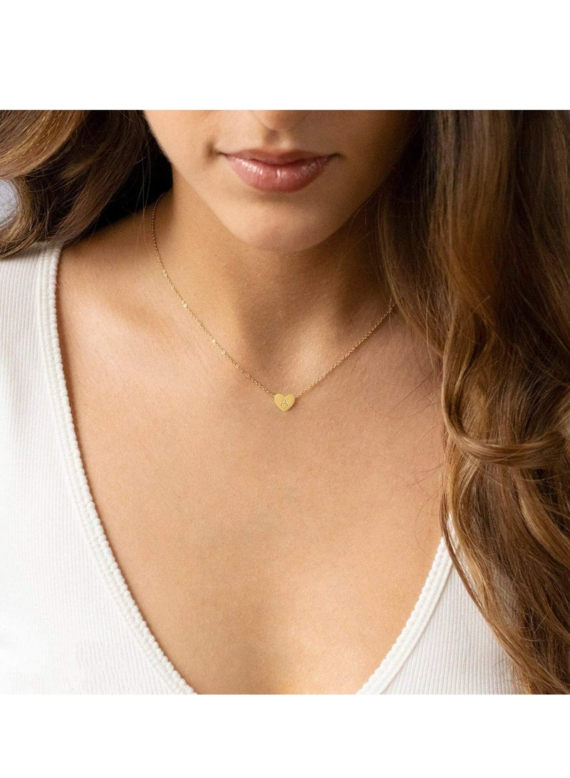 إسكدنيا سلسال قلب من الفولاذ المقاوم للصدأ مطلي بالذهب عيار 18 قيراط، قلادة حروف منقوشة، سلسال حروف أحرف أحادية للنساء - Image 5