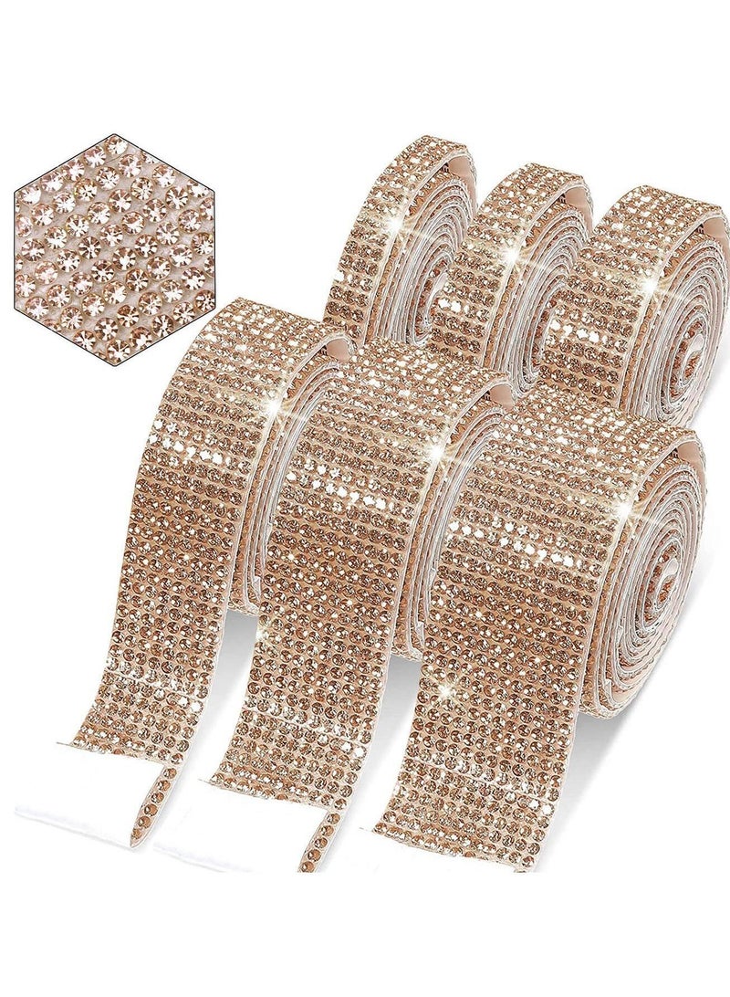 Self-Adhesive Champagne color Crystal Rhinestone  Ribbon for Embellishments and Decoration 1 Piece Length 92 cm Width 1.4 cm - Image 3
