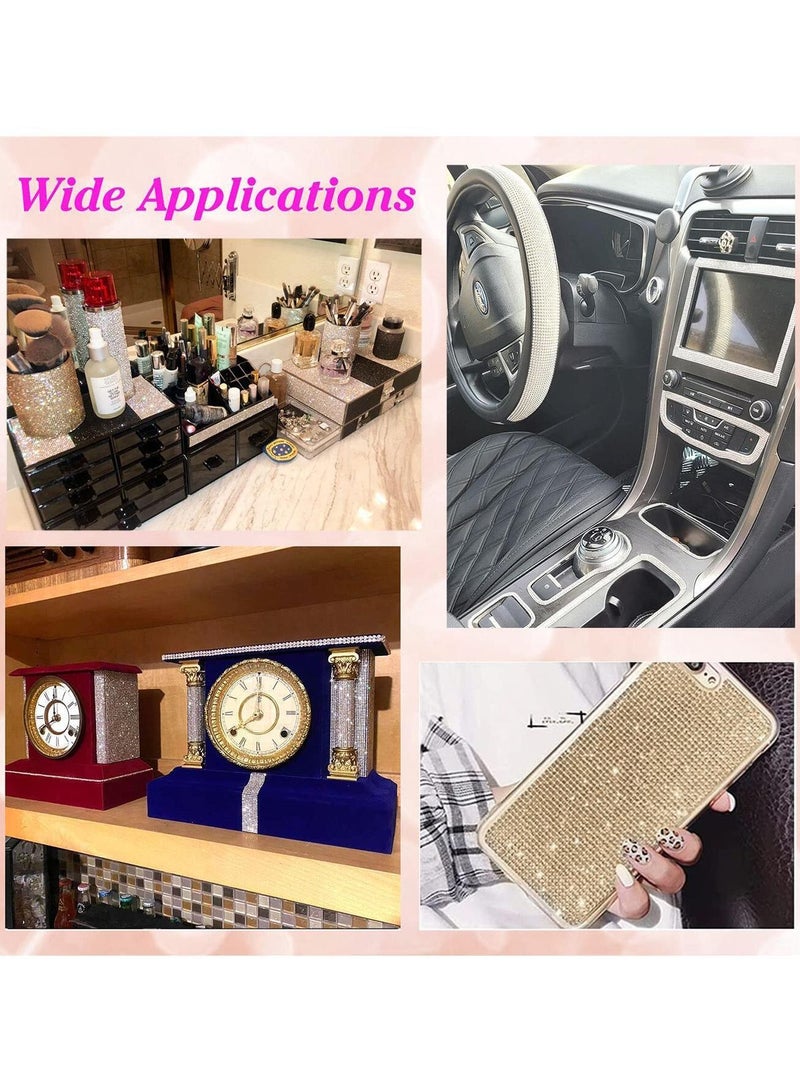 Self-Adhesive Champagne color Crystal Rhinestone  Ribbon for Embellishments and Decoration 1 Piece Length 92 cm Width 1.4 cm - Image 5