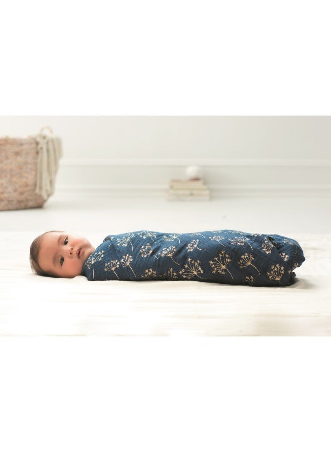 aden + anais Pack of 3 Metallic Detail Blanket, Large 100% Breathable Muslin Cotton Swaddle Wrap Set For Baby Girls And Boys, Gold Geometric And Royal Blue Design S, Newborn And Infant Sleep Essentials - Image 1