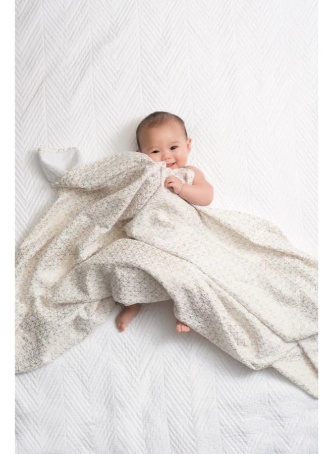 aden + anais Pack of 3 Metallic Detail Blanket, Large 100% Breathable Muslin Cotton Swaddle Wrap Set For Baby Girls And Boys, Gold Geometric And Royal Blue Design S, Newborn And Infant Sleep Essentials - Image 5