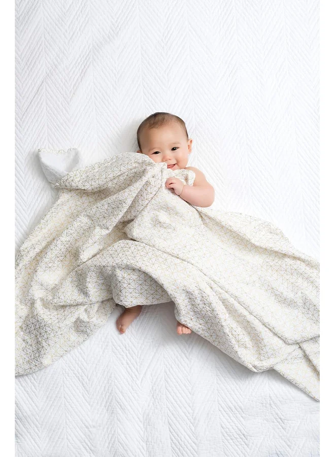 aden + anais Pack of 3 Metallic Detail Blanket, Large 100% Breathable Muslin Cotton Swaddle Wrap Set For Baby Girls And Boys, Gold Geometric And Royal Blue Design S, Newborn And Infant Sleep Essentials