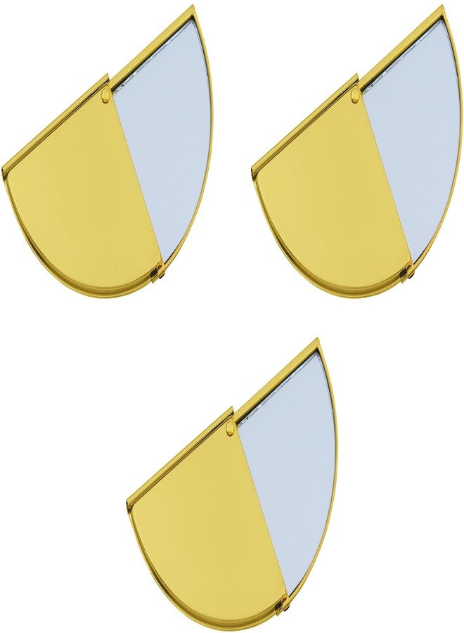 Stephanie Imports Set of 3 Pie Sector Shaped Sliding Compact Mirrors (Gold) - Image 4