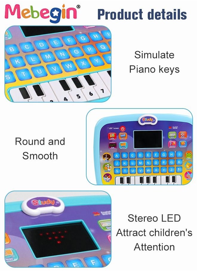 MEBEGIN - Kids Tablet Learning machine Pad Toy with A-to-Z Alphabet and 1-to-10 Numbers Piano Keys English Early Education Intelligent Story Machine Large-capacity Content Multi-functional Toy - Image 1