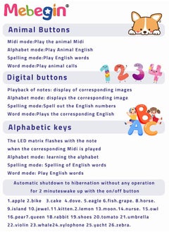 MEBEGIN Kids Tablet Learning machine Pad Toy with A-to-Z Alphabet and 1-to-10 Numbers Piano Keys English Early Education Intelligent Story Machine Large-capacity Content Multi-functional Toy  - Image 3