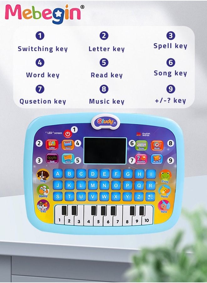 MEBEGIN - Kids Tablet Learning machine Pad Toy with A-to-Z Alphabet and 1-to-10 Numbers Piano Keys English Early Education Intelligent Story Machine Large-capacity Content Multi-functional Toy - Image 1