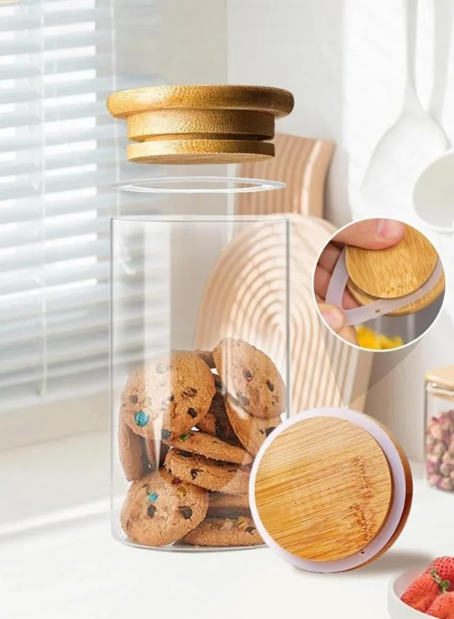 QUESERA Quesera Glass Spice Jars with Bamboo Airtight Lids and 114 Preprinted Labels - 300ml- set of 12 pcs