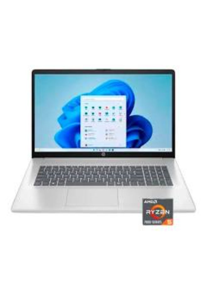 HP لابتوب 17-cp2025dx مع شاشة FHD بحجم 17.3 بوصة، معالج AMD Ryzen 5 7520U/ذاكرة RAM سعة 8GB/قرص SSD سعة 512GB/نظام Windows 11 Home - Image 1