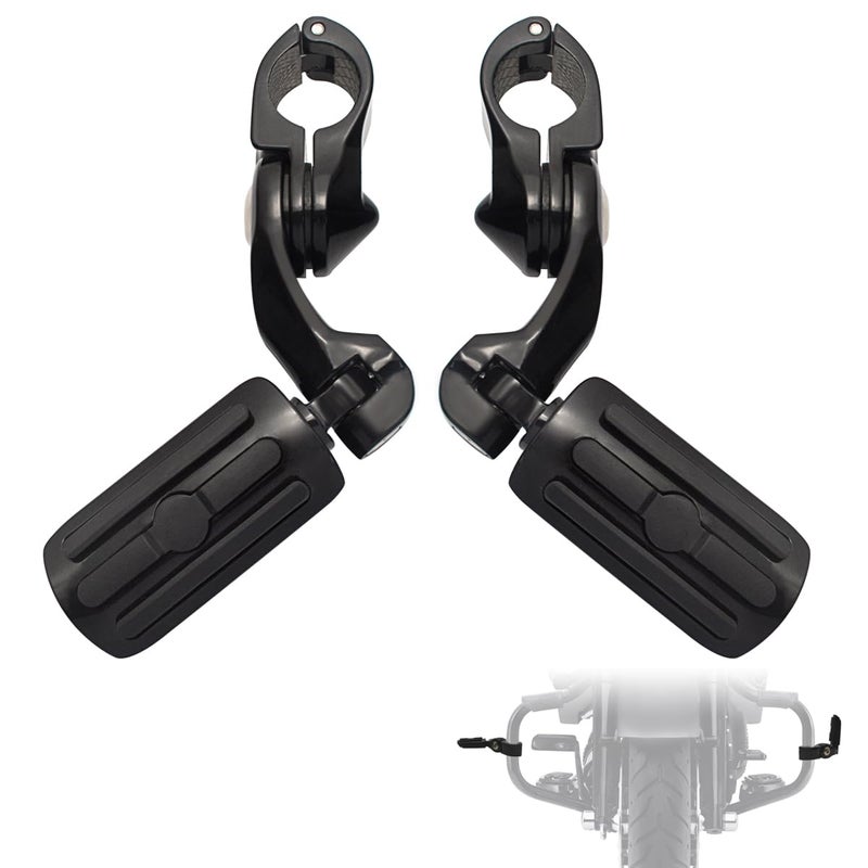 FOVPLUE 125 Highway FootpegsShort Angled Adjustable Highway Pegs wMounts for Harley Touring Street Glide Electra Glide Road King Softail CVO Dyna Trike Sportster w114 Engine GuardBlack1