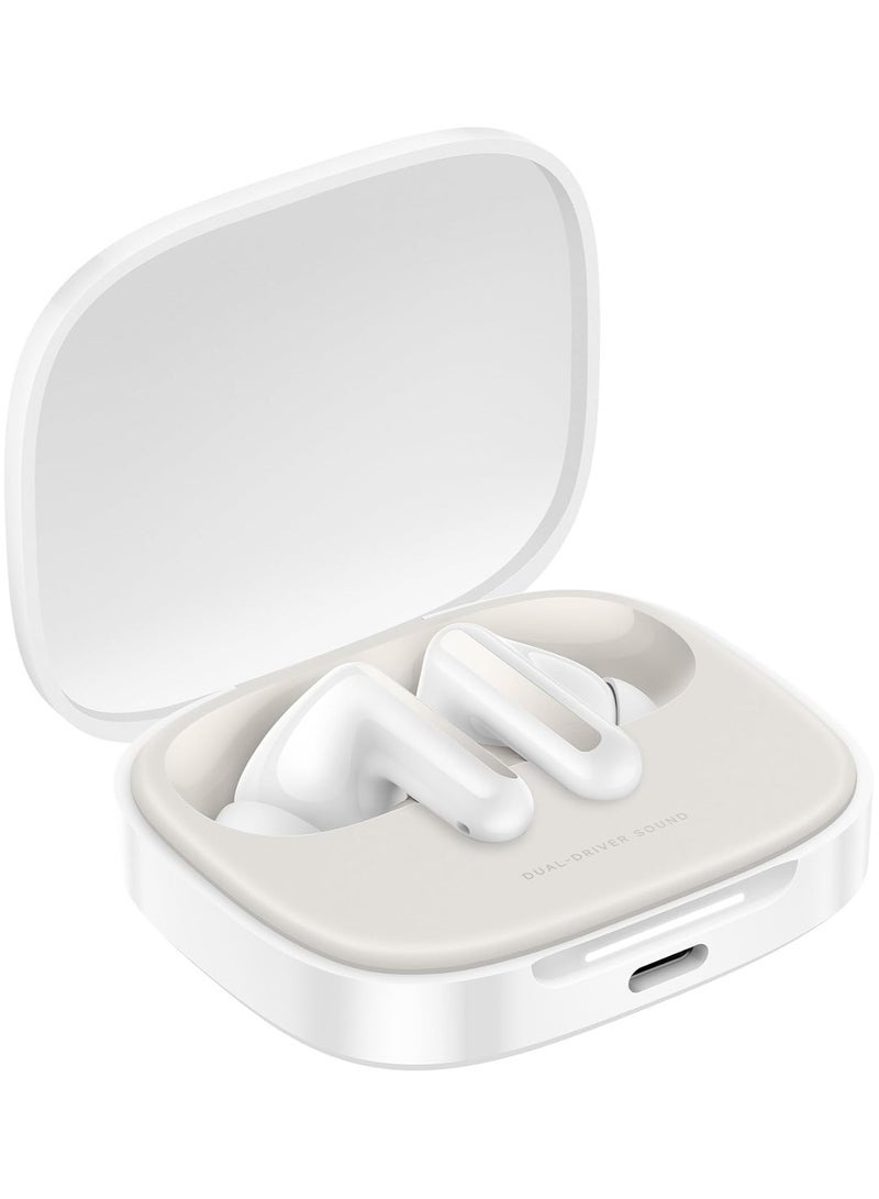 Mi Home Buds 6 | Dual-driver Hi-Fi sound | Up to 49dB and 2kHz ANC | 2 MIC AI noise reduction | Up to 42h battery life with case | IP54 Cloud White - Image 4