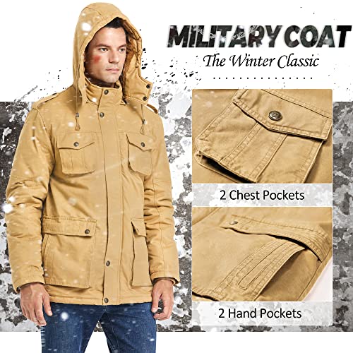 JYG Men's Winter Casual Military Parka Jacket with Removable Hood (US S, Dark Black) - Image 4