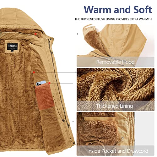 JYG Men's Winter Casual Military Parka Jacket with Removable Hood (US S, Dark Black) - Image 2