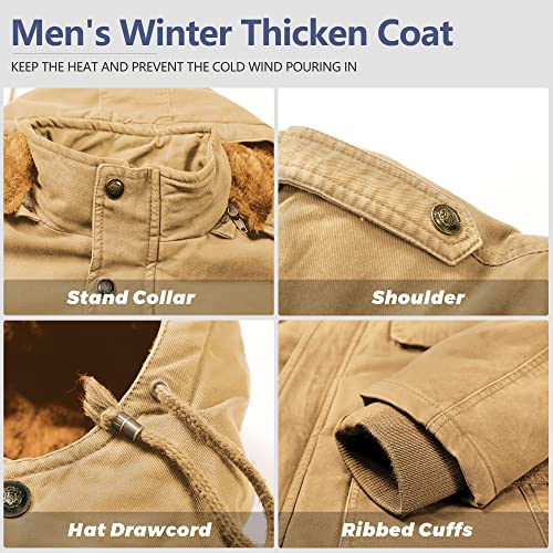 JYG Men's Winter Casual Military Parka Jacket with Removable Hood (US S, Dark Black) - Image 3