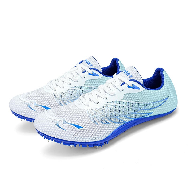 WESHIRUN Track and Field Shoes for Men Women 8 Spikes Boys and Girls Kids Running Racing Shoes Blue - Image 3