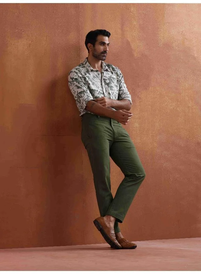 ترو برونز Men's Off White Printed Short Kurta
