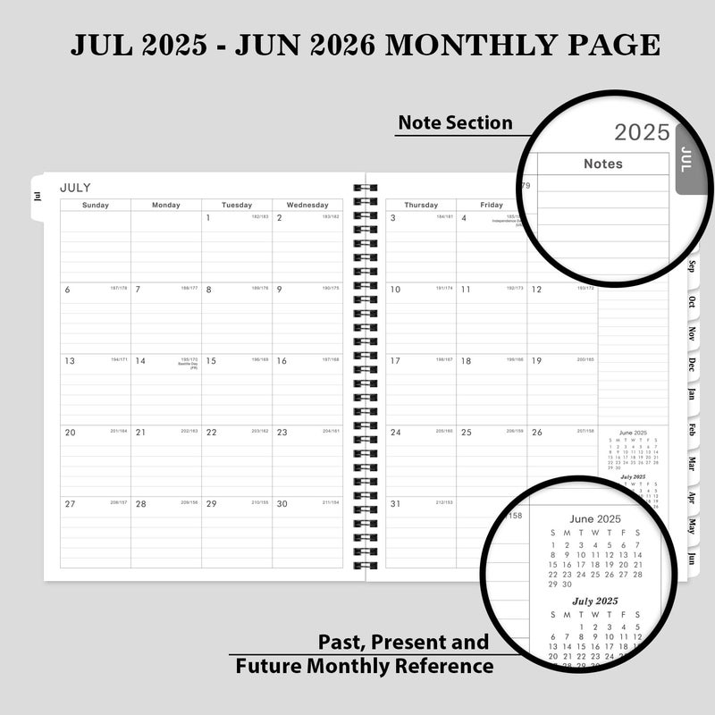 BooQool 2025-2026 Planner - July 2025 - June 2026, 8" x 10", 2025-2026 Planner Weekly and Monthly, Academic Planner 2025-2026 with Flexible PP Cover, To-Do List, 12 Monthly Tabs - Image 4