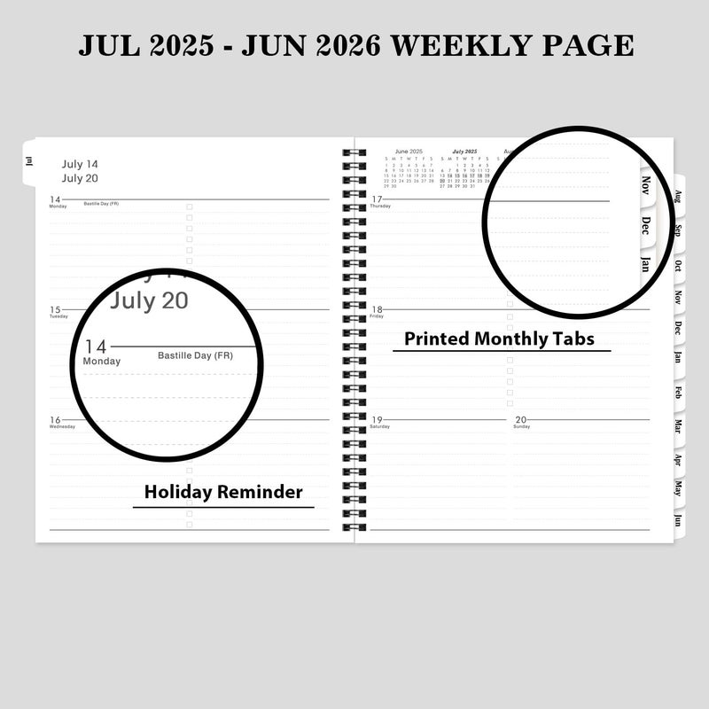 BooQool 2025-2026 Planner - July 2025 - June 2026, 8" x 10", 2025-2026 Planner Weekly and Monthly, Academic Planner 2025-2026 with Flexible PP Cover, To-Do List, 12 Monthly Tabs - Image 5