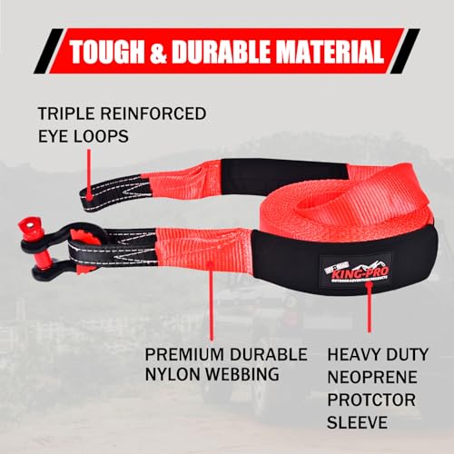 KING-PRO Recovery Snatch Strap 3" x 20ft, 33,000lbs Breaking Strength with 23% Elongation, 100% Nylon Kinetic Towing Strap with Storage Bag for Truck SUV ATV Off Road - Image 3