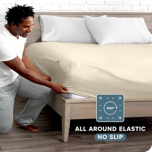 Bare Home Fitted Bottom Sheet Twin XL Size - Premium 1800 Microfiber - Ultra-Soft Hotel Luxury - Deep Pocket - Durable and Long Lasting (Twin XL, Sand) - Image 3