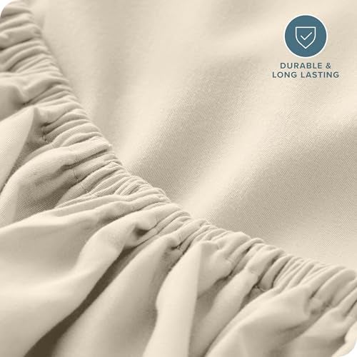 Bare Home Fitted Bottom Sheet Twin XL Size - Premium 1800 Microfiber - Ultra-Soft Hotel Luxury - Deep Pocket - Durable and Long Lasting (Twin XL, Sand) - Image 5
