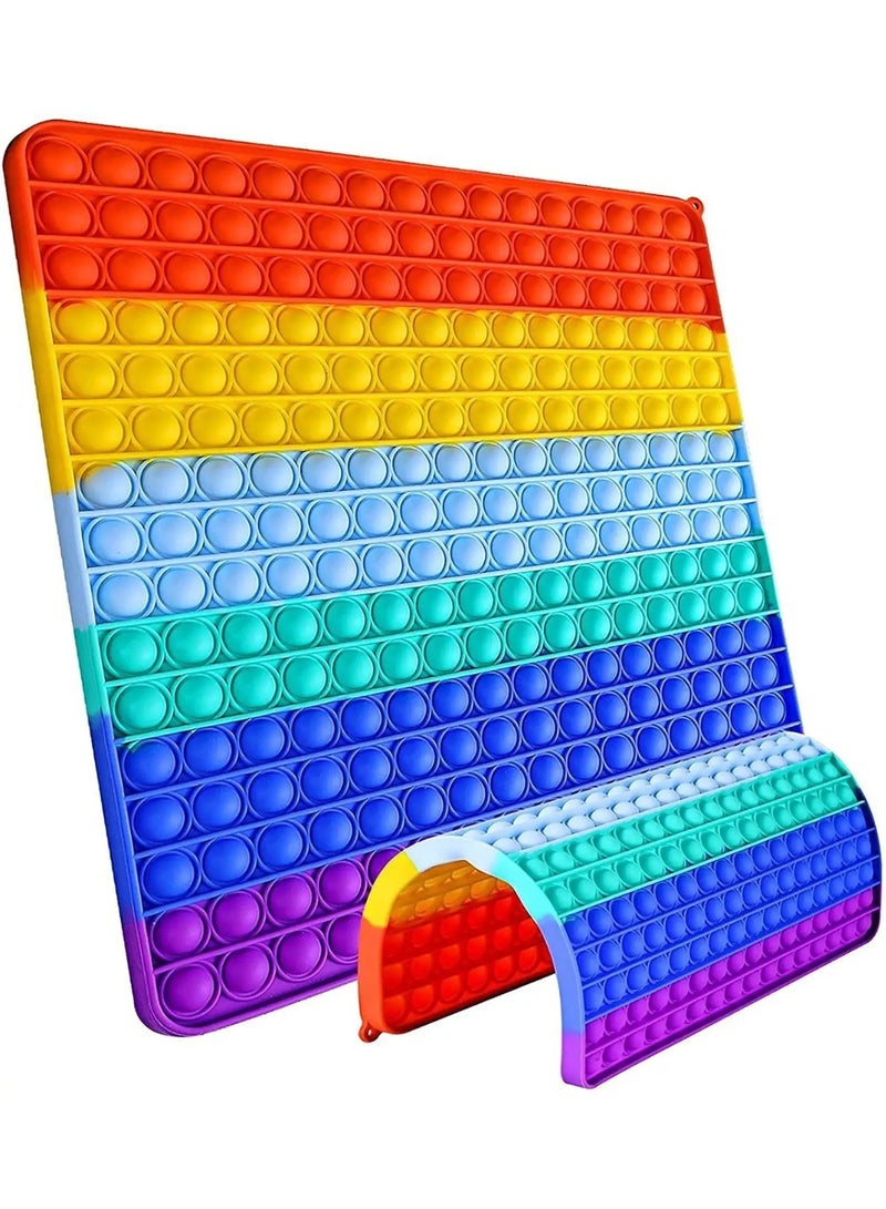 صندوق العاب لعبة بوب إت كبيرة الحجم، لعبة حسية لتخفيف التوتر على شكل فقاعات، بألوان قوس قزح، لعبة بوب إت للأطفال. - Image 1