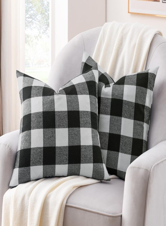 Volcanics Set of 4 Black and White Buffalo Check Plaid Decorative Throw Pillow Covers 18x18 Inches for Farmhouse Fall Decor, Sofa, Couch, and Home Decor - Image 4