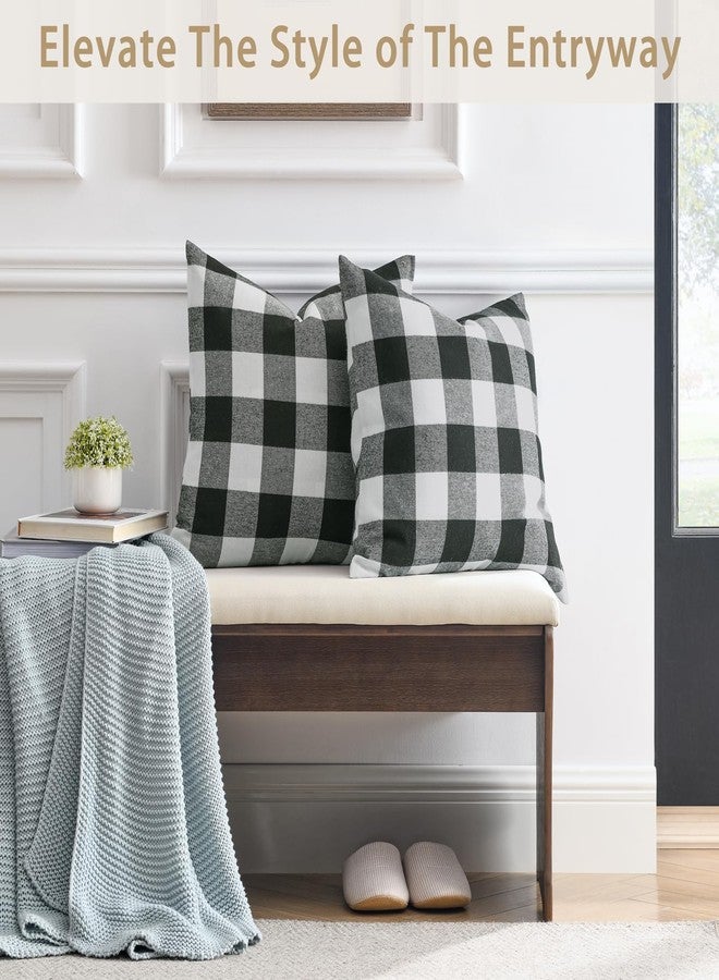 Volcanics Set of 4 Black and White Buffalo Check Plaid Decorative Throw Pillow Covers 18x18 Inches for Farmhouse Fall Decor, Sofa, Couch, and Home Decor - Image 3