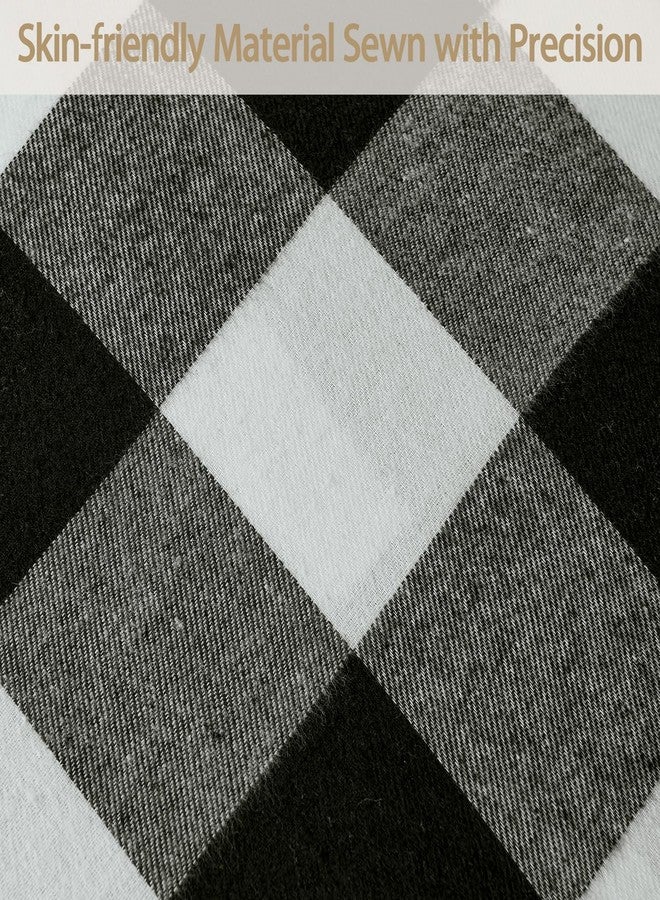 Volcanics Set of 4 Black and White Buffalo Check Plaid Decorative Throw Pillow Covers 18x18 Inches for Farmhouse Fall Decor, Sofa, Couch, and Home Decor - Image 5