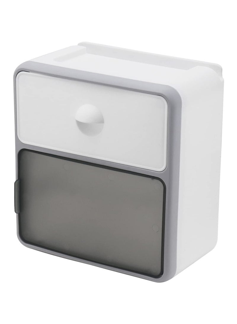 SYOSI Paper Towel Dispenser Wall Mounted, Wall Mounted Bathroom Storage Shelf, Tissue Paper Dispenser Organizer Box, Bathroom Shelf Rack, No Drlls(White) - Image 1