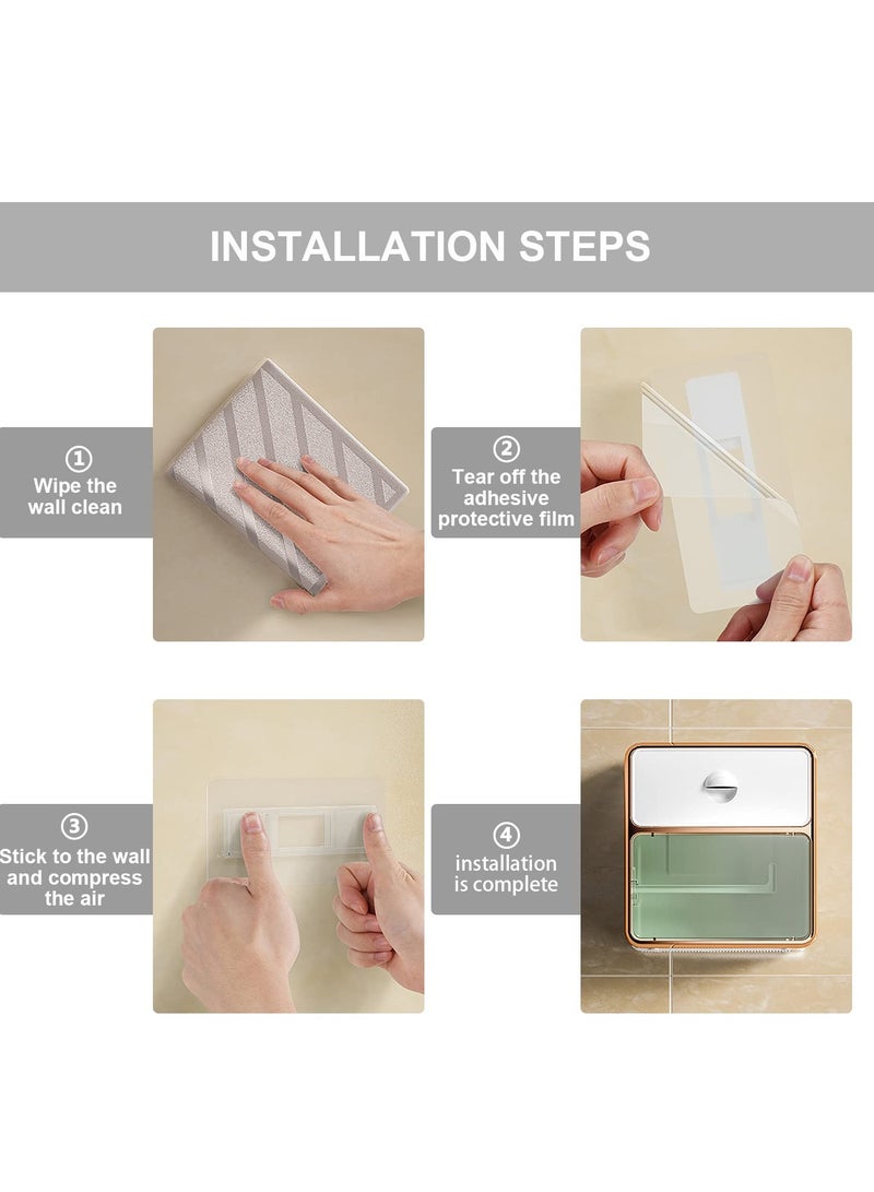 SYOSI Paper Towel Dispenser Wall Mounted, Wall Mounted Bathroom Storage Shelf, Tissue Paper Dispenser Organizer Box, Bathroom Shelf Rack, No Drlls(White) - Image 3