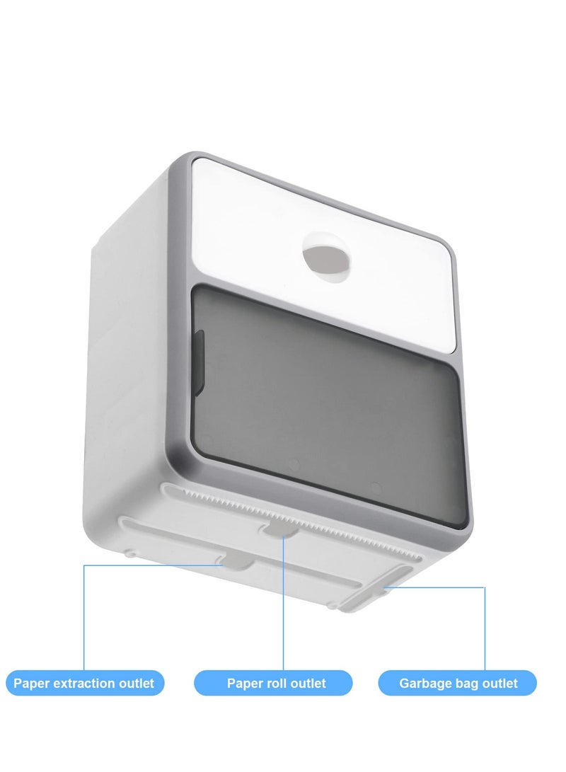 SYOSI Paper Towel Dispenser Wall Mounted, Wall Mounted Bathroom Storage Shelf, Tissue Paper Dispenser Organizer Box, Bathroom Shelf Rack, No Drlls(White) - Image 5