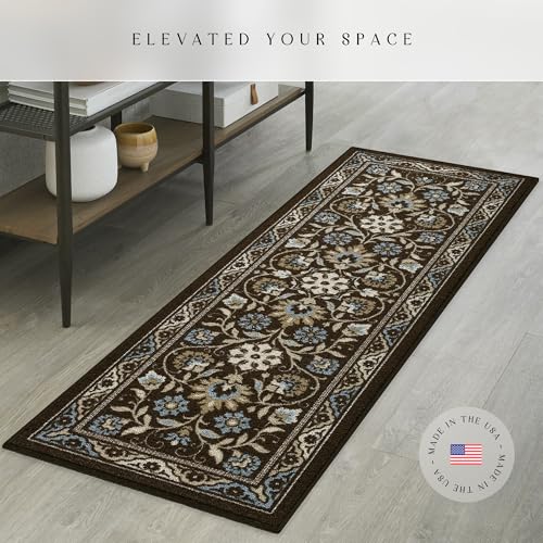 Maples Rugs Florence Runner Rug Non Slip Washable Hallway Entry Carpet [Made in USA], 2 x 6, Coffee Brown - Image 2