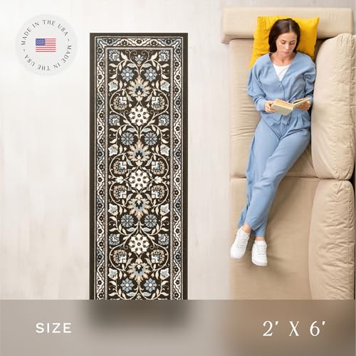 Maples Rugs Florence Runner Rug Non Slip Washable Hallway Entry Carpet [Made in USA], 2 x 6, Coffee Brown - Image 3