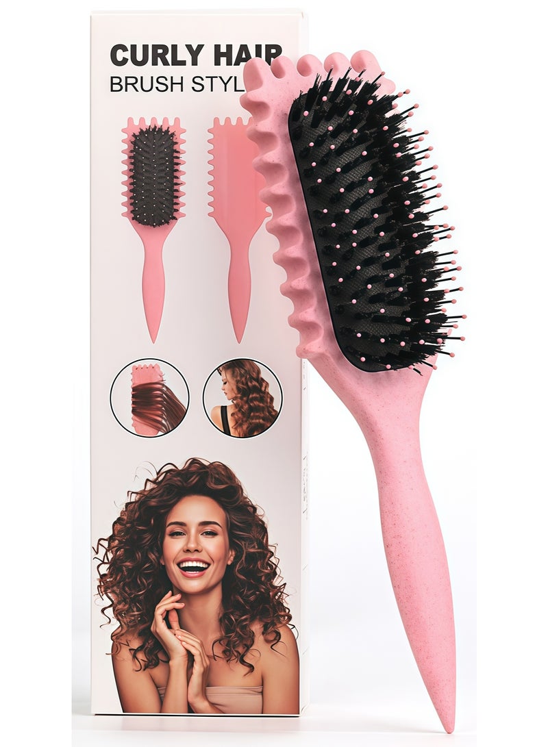Lesha Curl Defining Brush, Curly Hair Brush for Styling, Shaping, Detangling & Defining Curls for Women and Men, Work on all Wet or Dry Hair Types(1Pcs, Pink) - Image 1