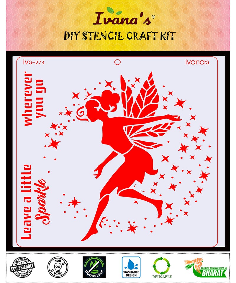 IVANA'S Angel Reusable Stencil for Art & Craft, DIY Decorative Stencil for Painting on Canvas, Fabric, Cloth, Paper, Glass, Furniture and Wall, Size - 6 x 6 inch, Pack of 1, IVS-273, Off White - Image 2