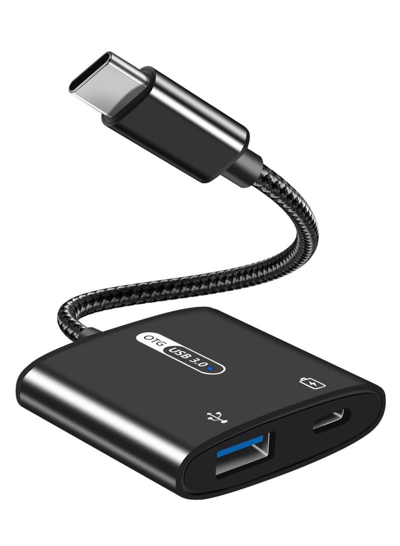 USB C OTG Adapter with Power 2 in 1 to 60W PD Charging Compatible iPad Pro Galaxy S23 S21 S20 Note10 Tab S8 S9 Pixel 7 - Image 1