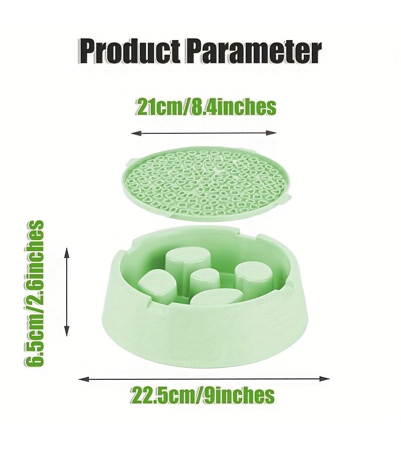 2 In 1 Slow Feeder Bowl for Dogs And Cats Green Color Two Section Food And Water Dish Promotes Healthy Eating Habits Improves Digestion Reduces Eating Speed Prevents Choking And Gulping - Image 2