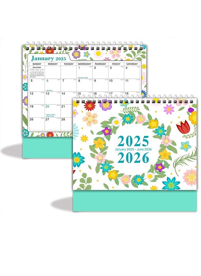 Beauenty Desktop Calendar, Mini Desk Calendar Aesthetic Desktop Calendars, Standing Desk Calendar, Flip Desktop Calendar,Beautiful Small Desktop Calendar for ome School Office(Jan. 2025 - Jun. 2026)  - Image 1
