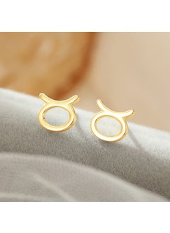 S925 Silver Zodiac Studs Elegant Minimalist EarringsES2460 Gold [Taurus]] ES2460 Gold [Taurus]]