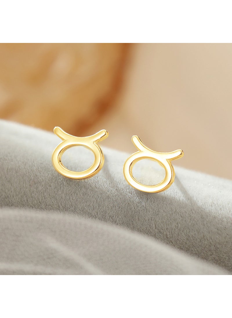 Generic - S925 Silver Zodiac Studs Elegant Minimalist EarringsES2460 Gold [Taurus]] ES2460 Gold [Taurus]] - Image 1